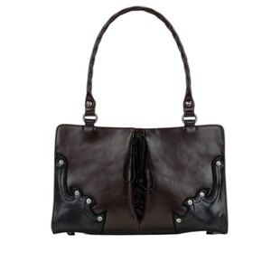 Patricia Nash Montana Collection Sadie Lace Up Leather Satchel - Chocolate Brown